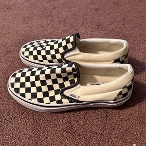 Checkered slip on vans like new